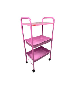 Carro Auxiliar Rosa Com 2 Bandejas Plásticas e 1 Tampo em MDF CA40RO - Best Pro